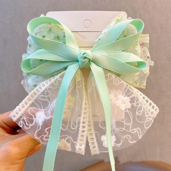 Hairpin Soft Embroidery Lace Splicing Ribbon Bowknot Decor Girl Hair Pin Gentle Hairstyles Side Hair Clips Hair Accessory