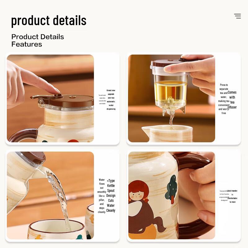 PAKCHOICE Nordic Ceramic Tea Set with Tray