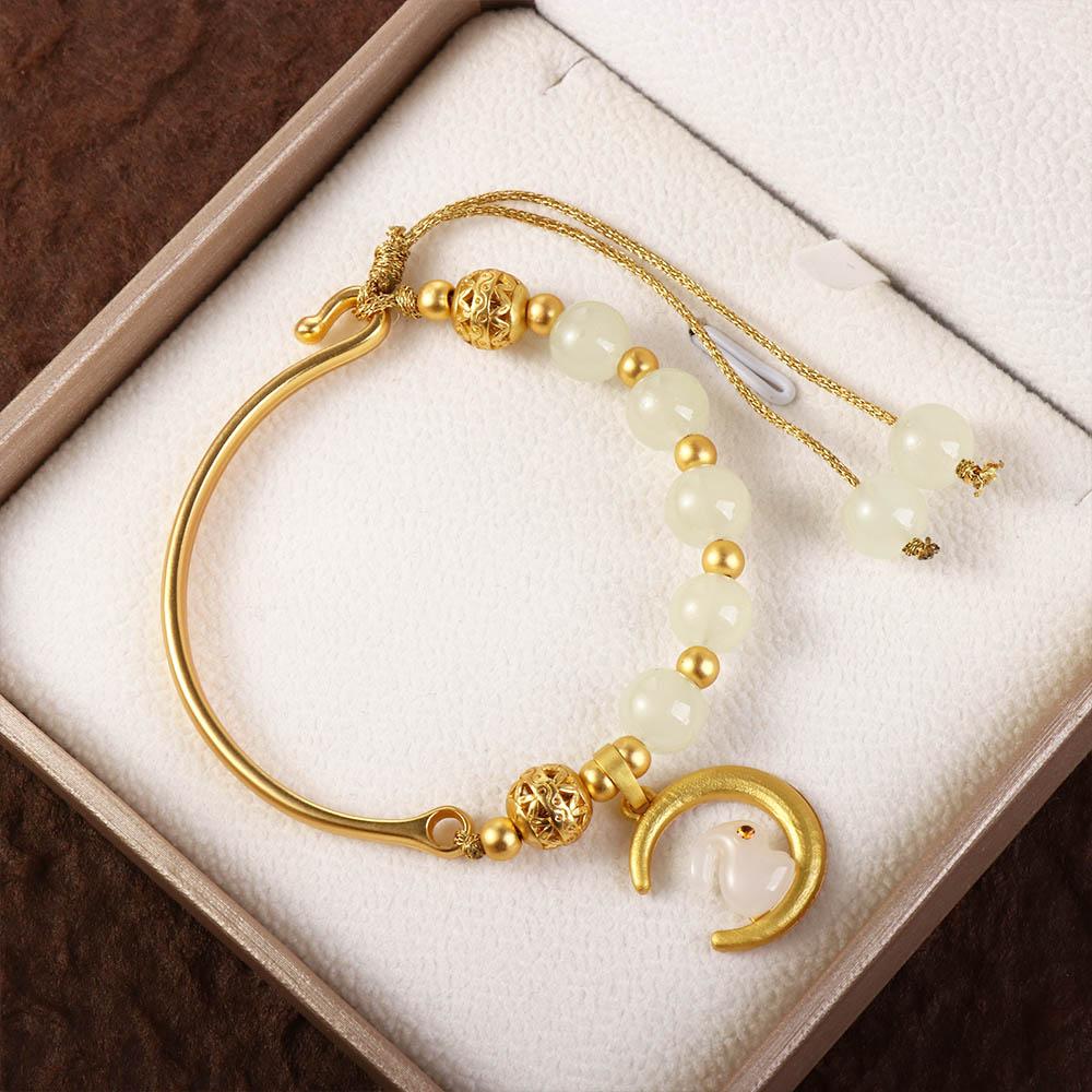 Rabbit Pendent Stone Niche Design Hand Rope Chinese Style Bracelet Women Bracelet Fashion Jewelry