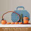 Chinese retro minimalist Dehua coarse pottery Lingxue pot portable four cups outdoor travel tea set business trip souvenir