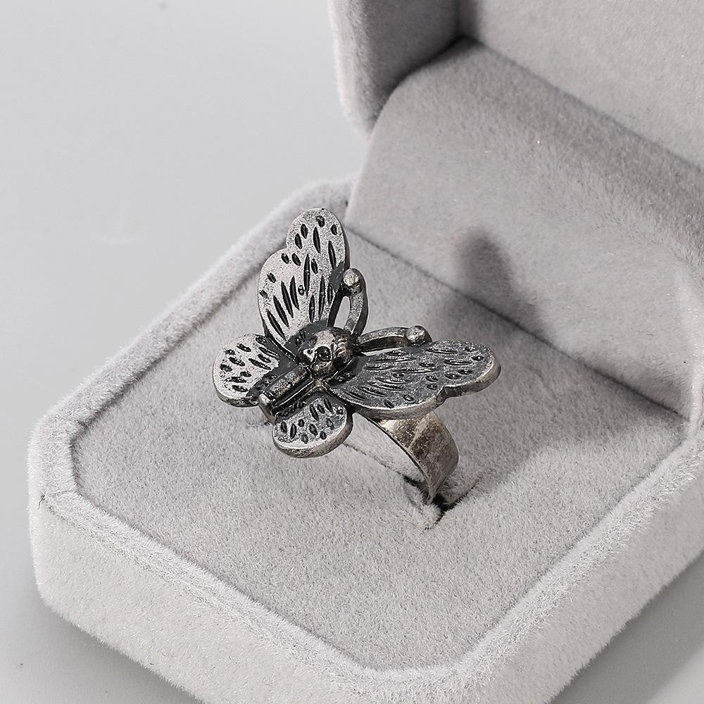 Moth Butterfly Open Ring Adjustable Size Finger Ring Jewelry