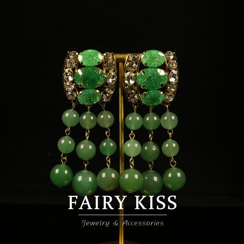 Простые и изысканные когти, инкрустированные бриллиантами, преувеличенные длинные серьги-гвоздики с бахромой, высококлассные темпераментные универсальные украшения