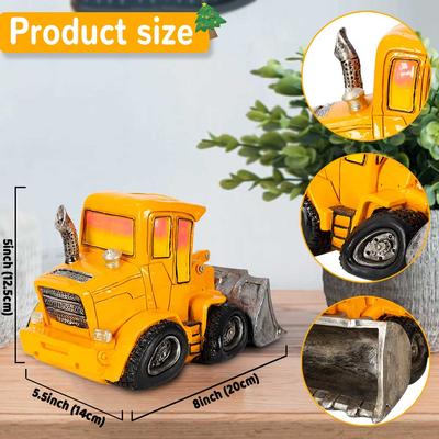 Resin Bulldozer Coin Bank Construction Vehicle Piggy Bank Money Box Sculpture Home Decor Gift for Kids Boys Men Desk Ornament