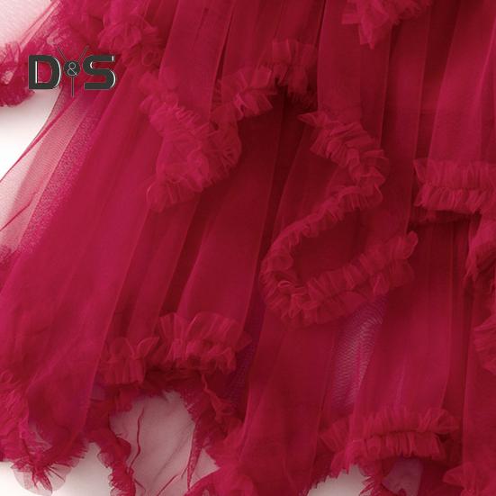 Dámská dortová sukně s polovičním pasem, elastickým pasem, nepravidelným lemem, midi sukně, jednobarevná, síťovaná, kolová, dlouhá sukně, pro každodenní nošení