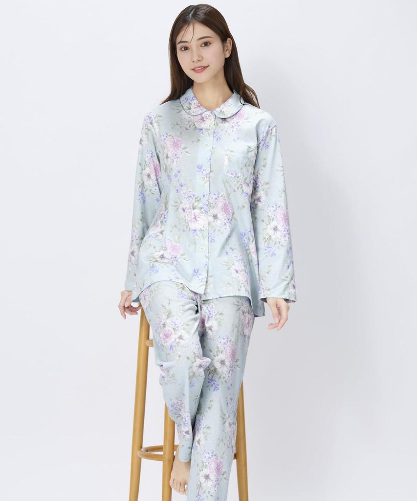 EP7045 Long Cotton Size SX Wing/Wacoal Women's Pajamas, Sleeves, Pants, 100% Jersey,