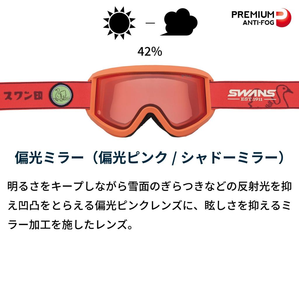 Snow Goggles FZ619 Polarized Mirror VEM Shadow Mirror x Polarized Pink Ski Goggles Snowboard Goggles Snowboard Goggles UV Protection [Swans]