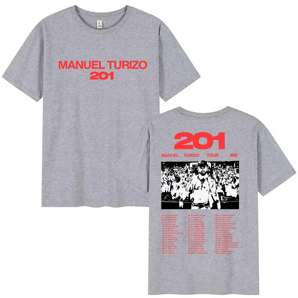 Manuel Turizo 201 Tour Graphic T Shirts Mens Hip Hop Gothic Short Sleeve Tshirt Pop Fans Clothing Oversized Cotton Tshirt