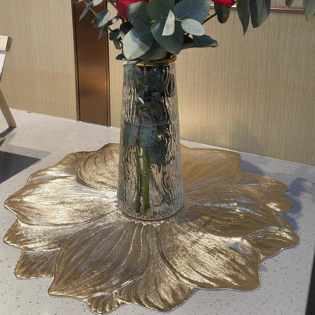 High-Value Placemats Light Luxury Lotus Non-Slip Placemats Bowl Mats Coasters PVC Heat Insulation Mat Thickened Hotel Household Washable Mat