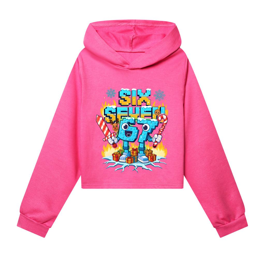 5193 Kinder Mädchen Steal a Brainrot 67 Six Seven Bedruckt Lässige Langarm Kapuzenpullover Sweatshirt Oberteil