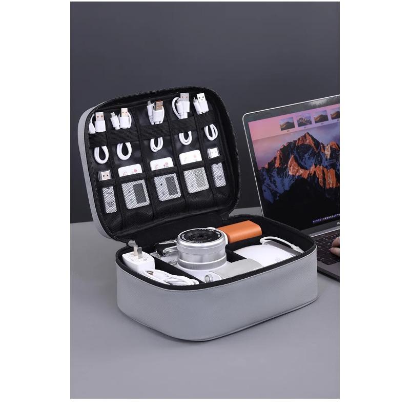 Multifunctional Organizer Bag for Hard Disk, USB Data Cables and Chargers - Compact Design, Protects Devices and Cables Neatly