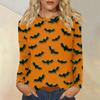 Dámská módní ležérní halenka s potiskem Halloweenu, s kulatým výstřihem a dlouhým rukávem