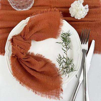 24 Pcs Handmade Cloth Napkins with Fringe12.5x12.5 Inches Reusable Soft Rustic Cotton Dinner Napkins for Wedding Party Dinner