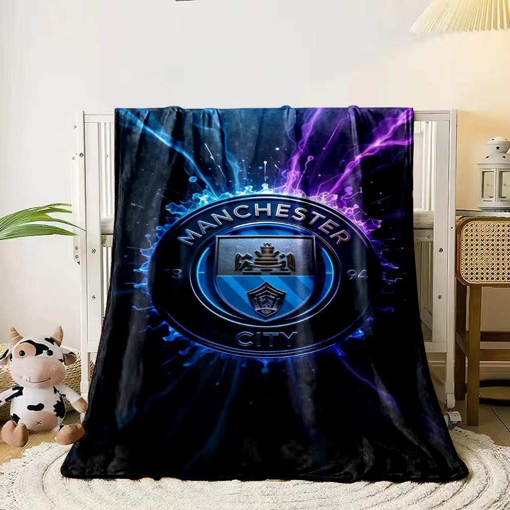 Manchester City Logo Design Blanket Flannel Blanket for Bedroom, Living Room, Sofa, and Nap Sofas.