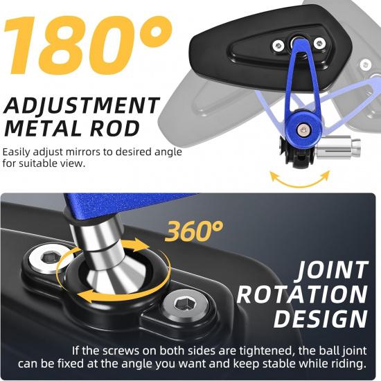 Motorcycle Mirrors For Handlebars, 7/8" Bar End Mirrors Include Mirror Plugs Compatible With Honda Grom MSX125 Z650 Z125 Pro Z750 Z800 MT-07 MT-03