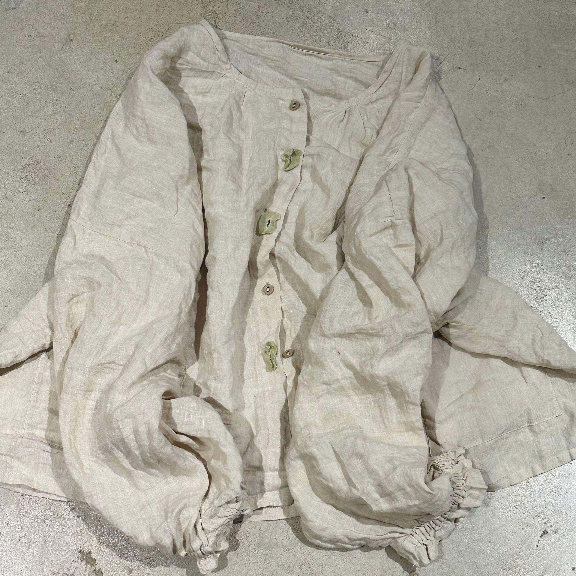 

Johnature Женские винтажные рубашки топы пэчворк на пуговицах с круглым вырезом с длинным рукавом однотонные блузки осенние рубашки One Size