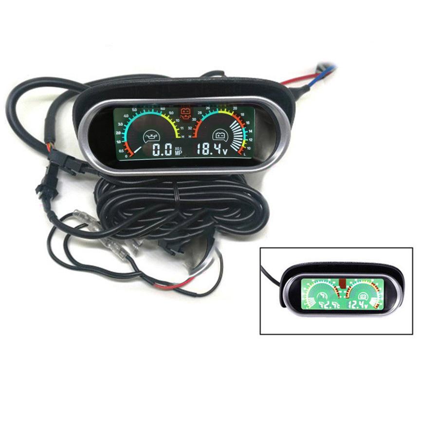 2in1 Dashboard LCD Digital Display 12/24V Autos Oil Pressure Gauge + Voltmeter