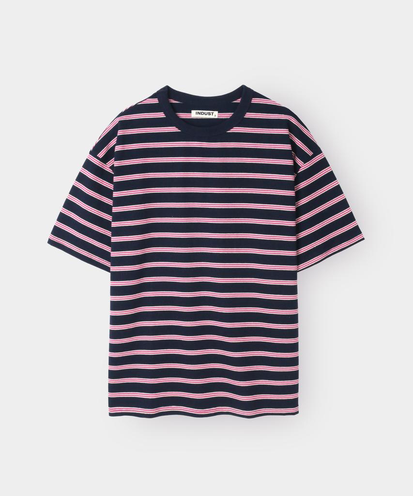 INDUST Striped Half T-Shirt_8 Colors (B Type)