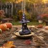 Wide Rim Bird Feeder Meditating Witch Feeder, Outdoor Hanging Deep Food Tray Waterproof Resin for Garden Decoration Spill-proof