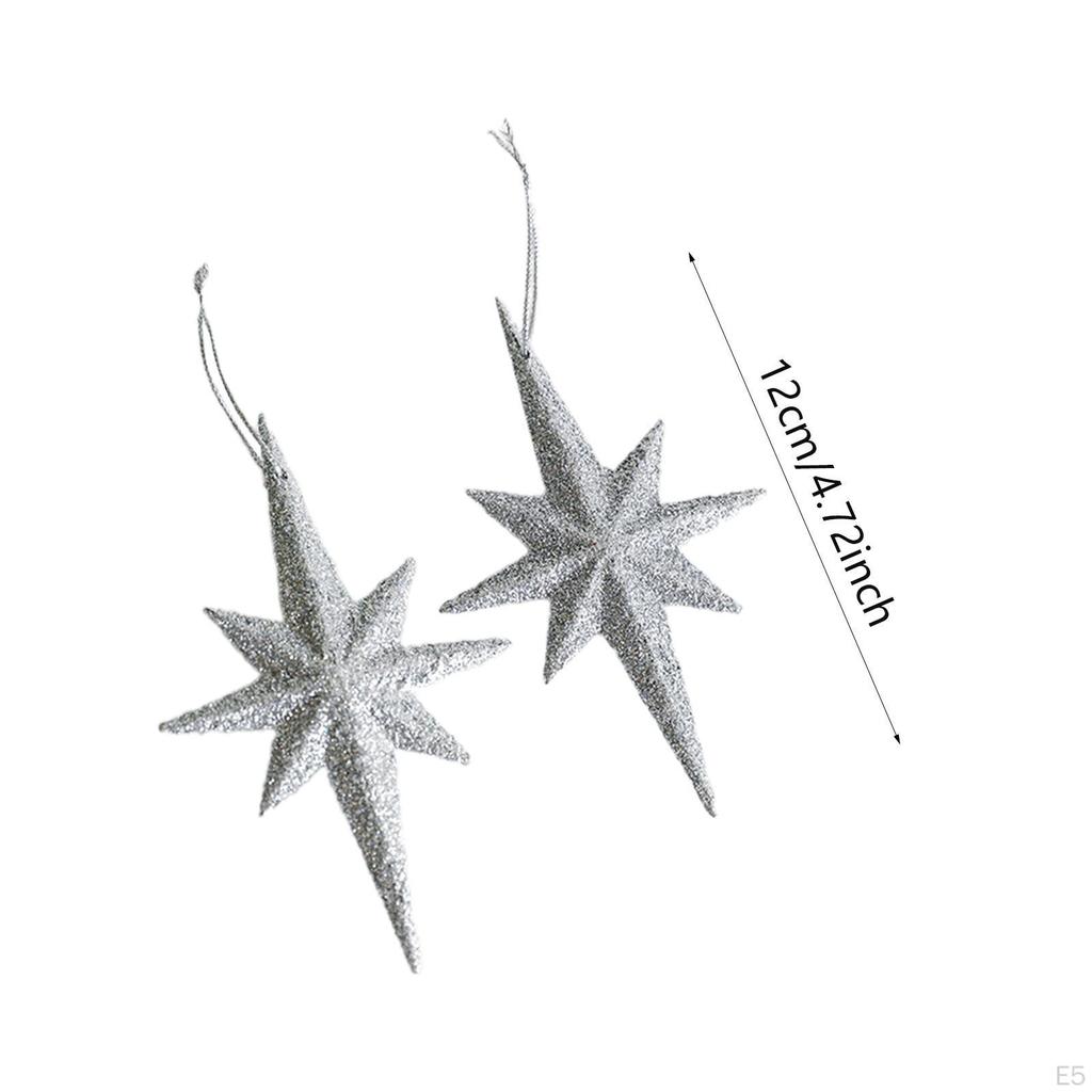 2 Pieces Christmas Glitter Star Pendants Hanging Ornaments Decor for Wedding