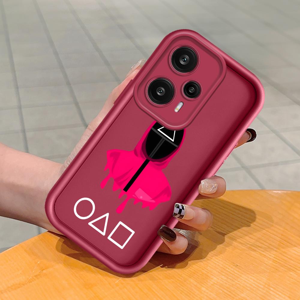 Soft Silicone Square Ladder Printing Pattern Phone Casing Full Cover Camera Shockproof Protection Rubber Case for Xiaomi Redmi