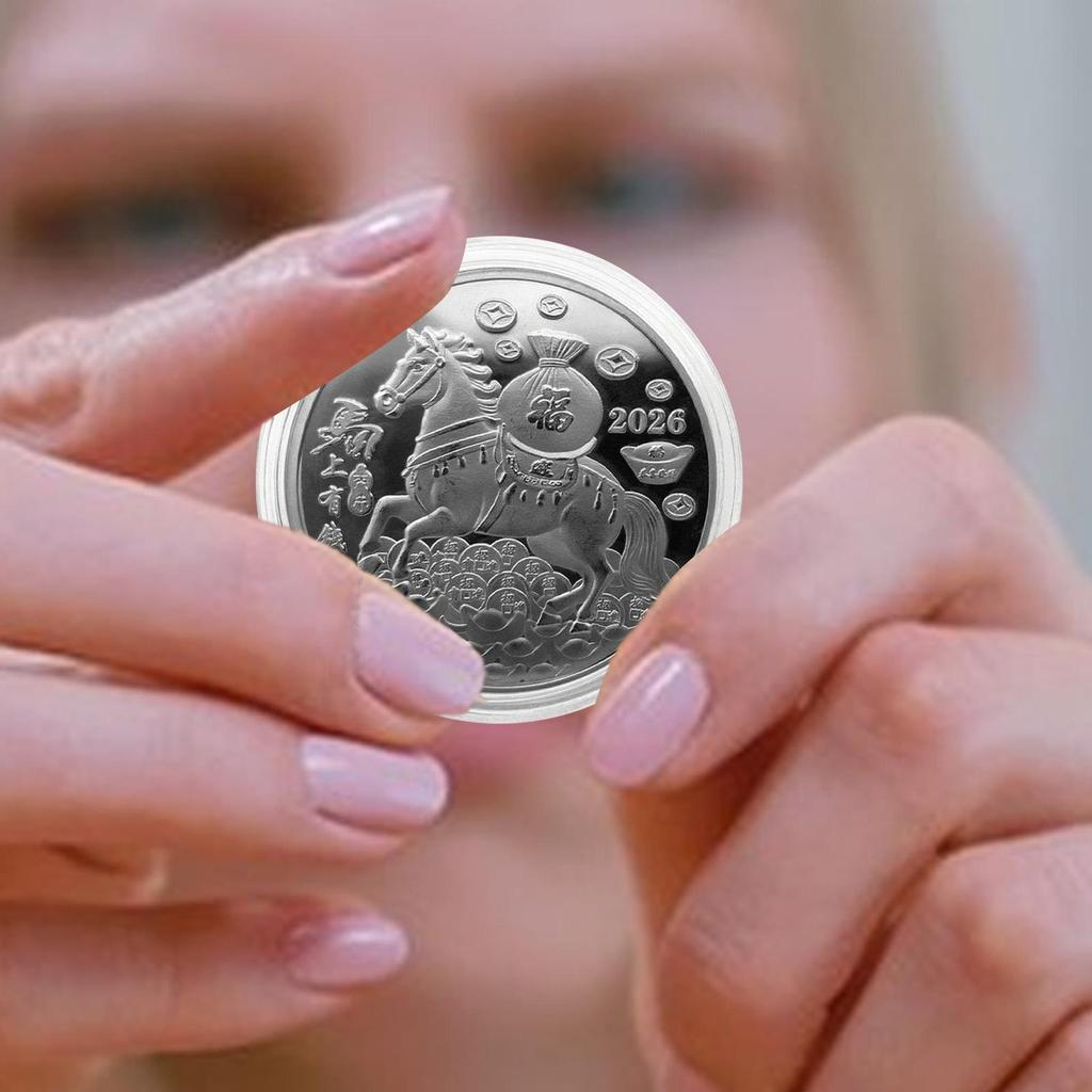 Moneta pamiątkowa 4 cm Złota/Srebrna Moneta Błogosławieństwa Szczęśliwy Koń Rok Konia 2026 Pamiątka Sztuka Wystrój Domu Metal Kolekcjonerska