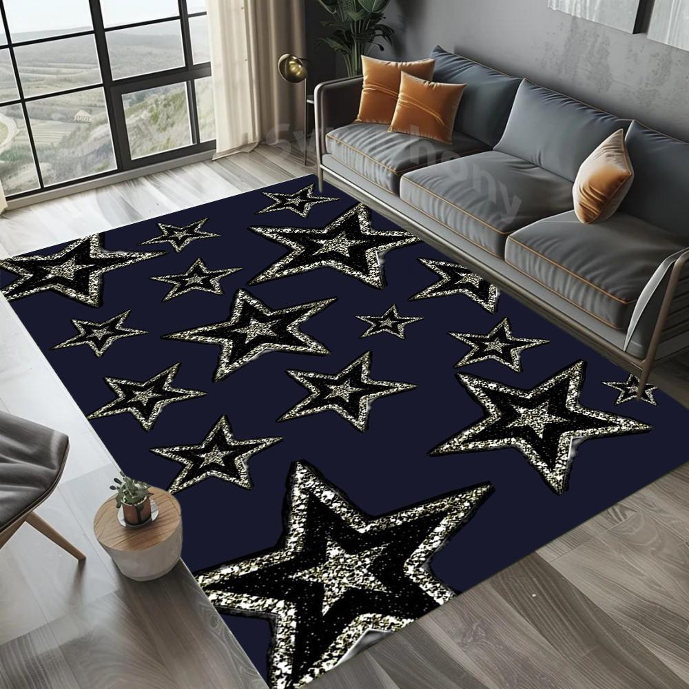 Star Pattern Carpet Mat Rug - Brown Yellow Geometric Design Modern Minimalist Home Decoration for Living Room Bedroom Floor Mat
