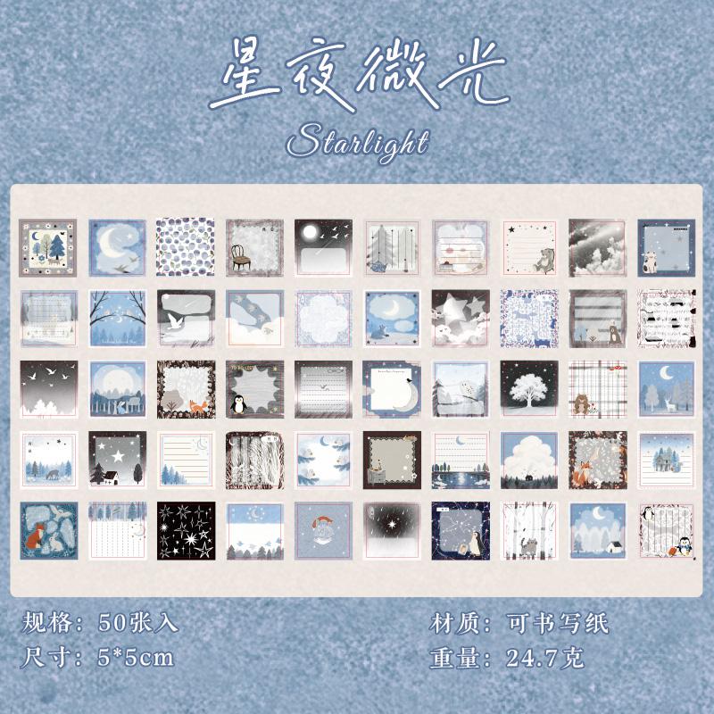 

JIAMEI 50sheets Forest Tales Series Light Retro Tearable Message Memo Sticker Book DIY Diary Scrapbook Planner Handbook Supplies