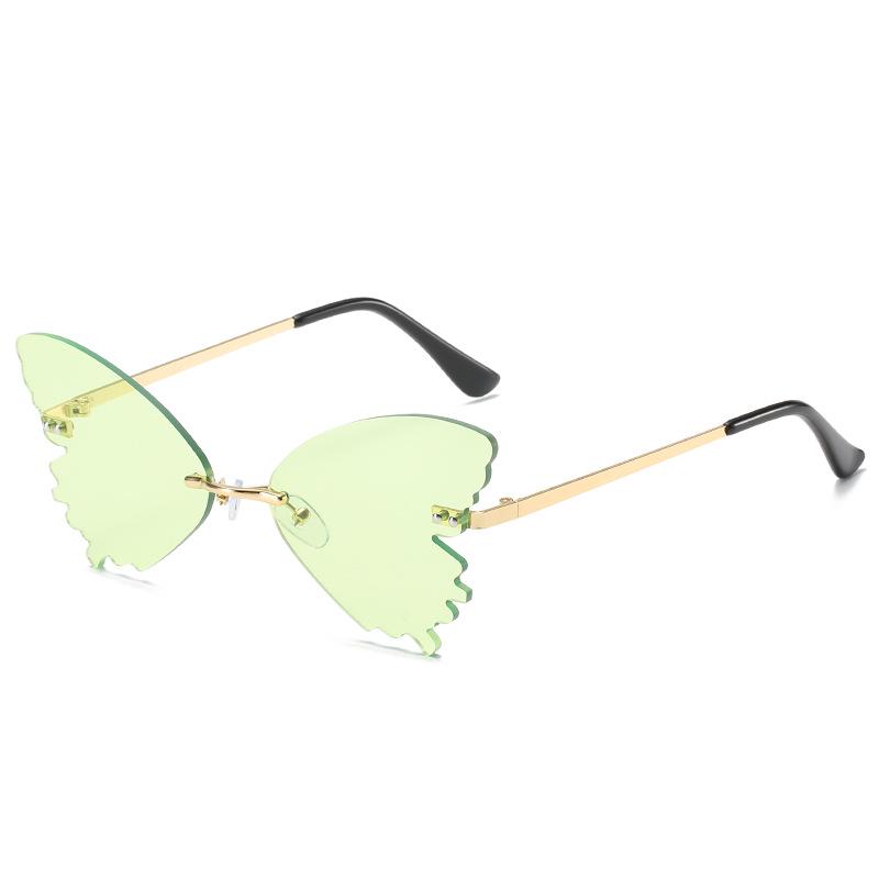 Women's personalized rimless sunglasses, European and American fashion butterfly glasses street show sunglasses rimless women