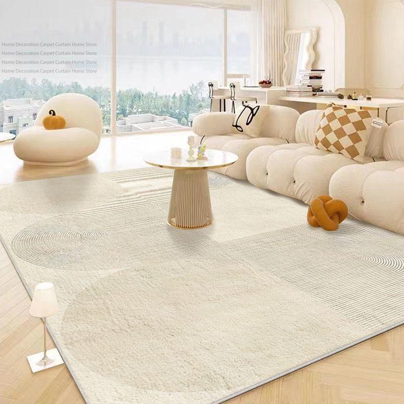 Beige Cream Minimalism Wabi Sabi Carpet Living Room Coffee Soft Fluffy Large Rug Non-slip Washable Bedroom Home Decor Floor Mats