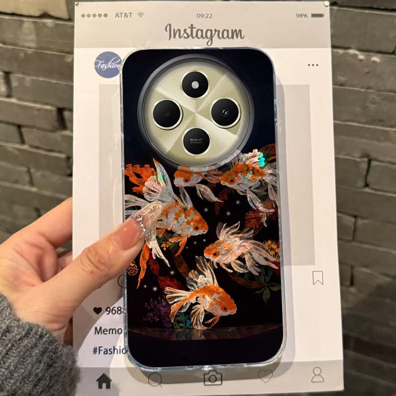 

Чехол для телефона Luckly Koi Goldfish Girls Women для Xiaomi Poco X7 Pro X7pro X3pro X5 M6 X6 X3 NFC M5s M6 C75 C61 Бампер Fundas Обложка poco C75 белый