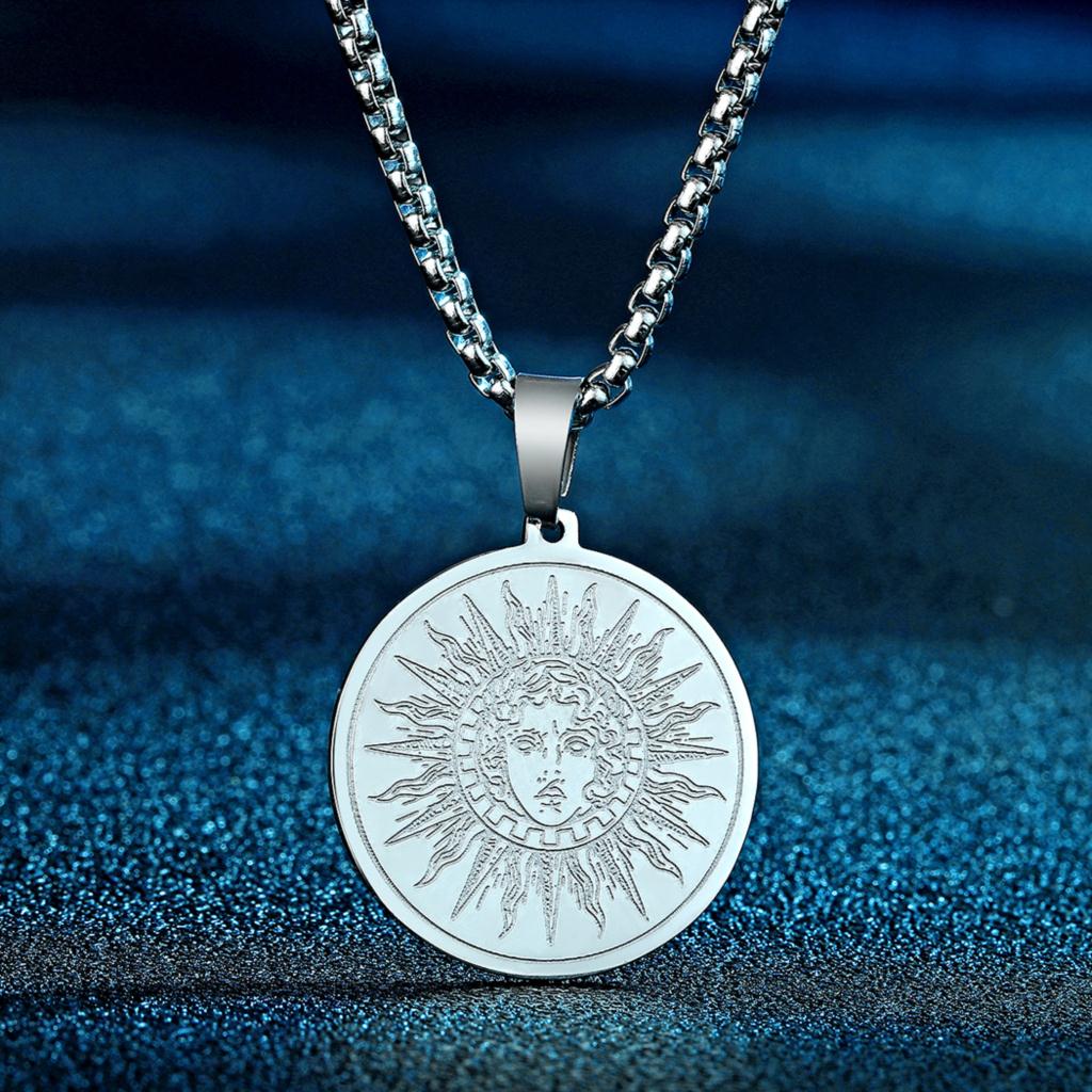 Kinitial Ancient Greek God of the Sun Helios Amulet Pendant Necklace Ancient Greek God of the Sun Helios Amulet Pendant Necklace