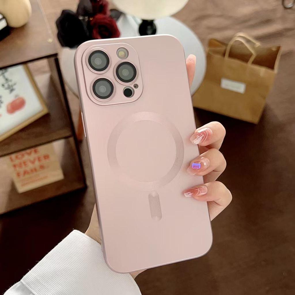 Matte Camera Lens Protective Magnetic Charge Bumper Phone Case For iPhone 17 Air 16 PM 15 14 Plus 13 12 11 Pro Max Soft TPU Silicone Shockproof Cover