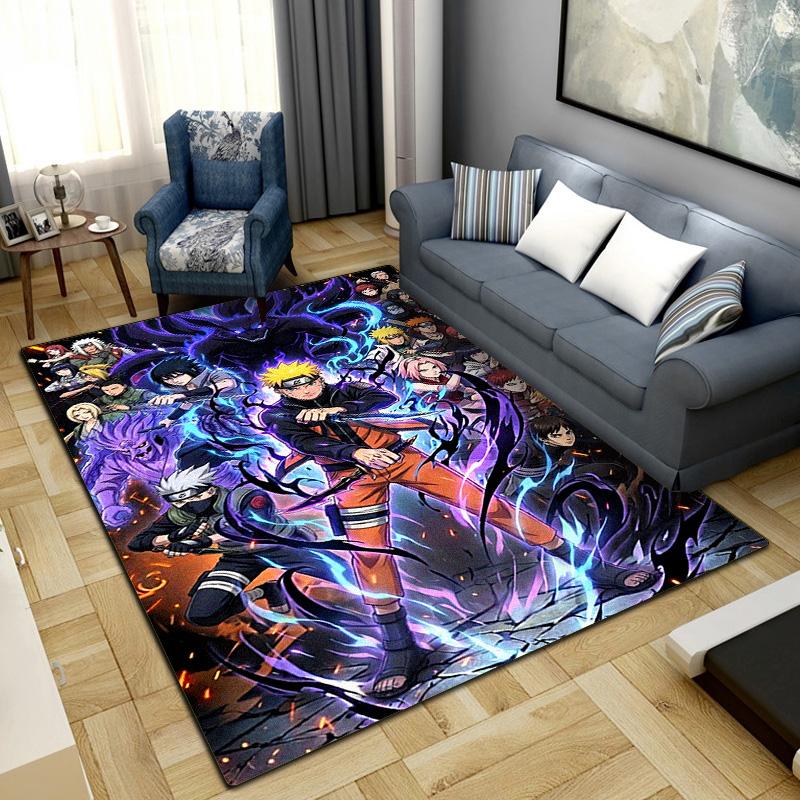 Anime-Naruto Bereichsteppich für Wohnzimmer Schlafzimmer Heimdekoration Coole Filmmatte Bodenmatte -LXR53