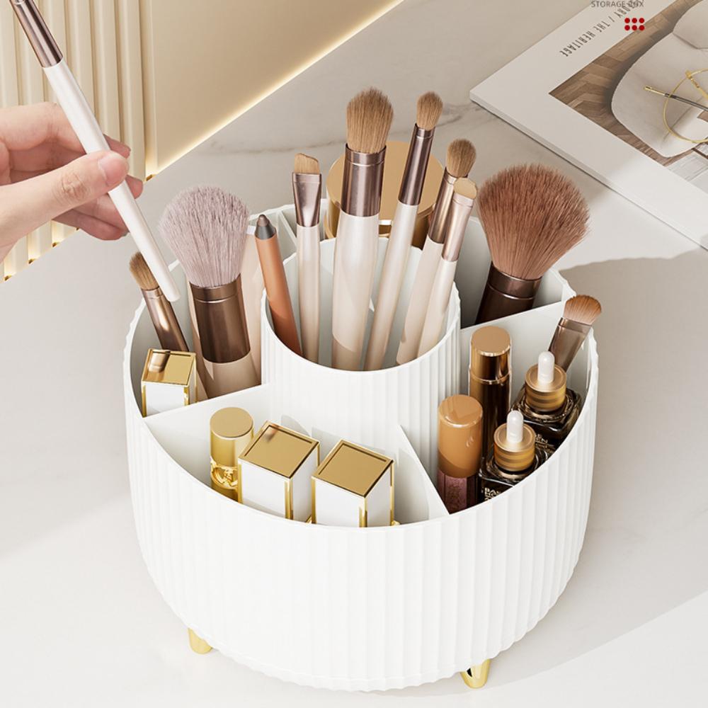 360° otočný organizér na make-up do ložnice, stolní kosmetický úložný box, přenosný držák na rtěnku, štětec na make-up, držák na pero do koupelny