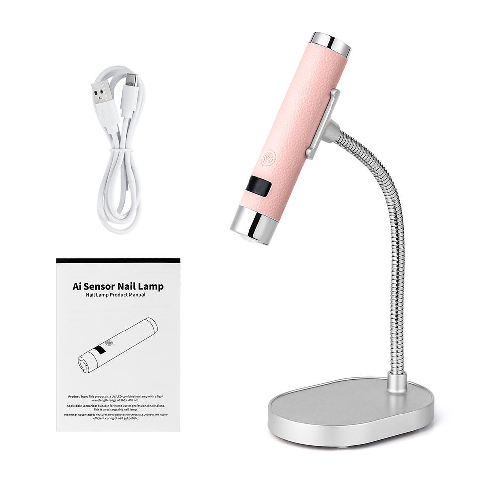 Mini Nail UV LED Dryer Lamp Ai Sensor Rechargeable Cordless Lamp Desktop and Handheld Drying Light Curing Manicure Salon Tools розовый