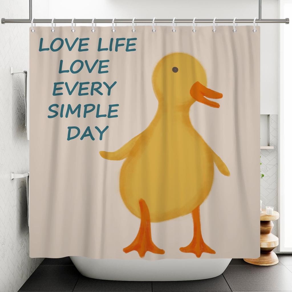 Korean Style Bathroom Shower Curtain Simple Bathtub Shower Curtain Polyester Waterproof Bathroom Partition Curtain With Hooks