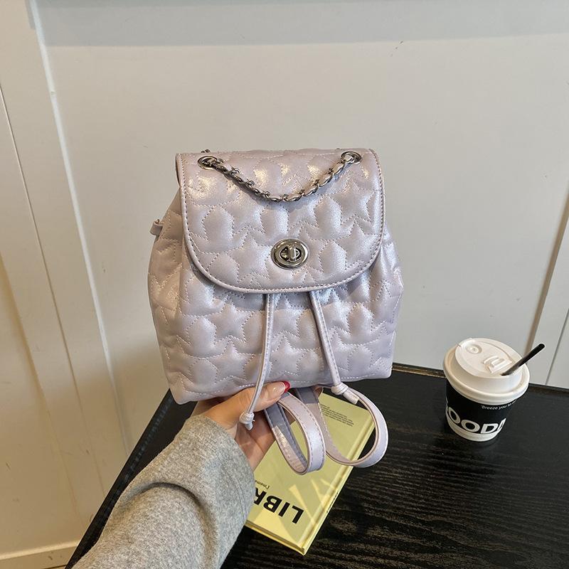 

Backpack bag women s new trendy fashion rhombus backpack shoulder portable chain bucket bag фіолетовий