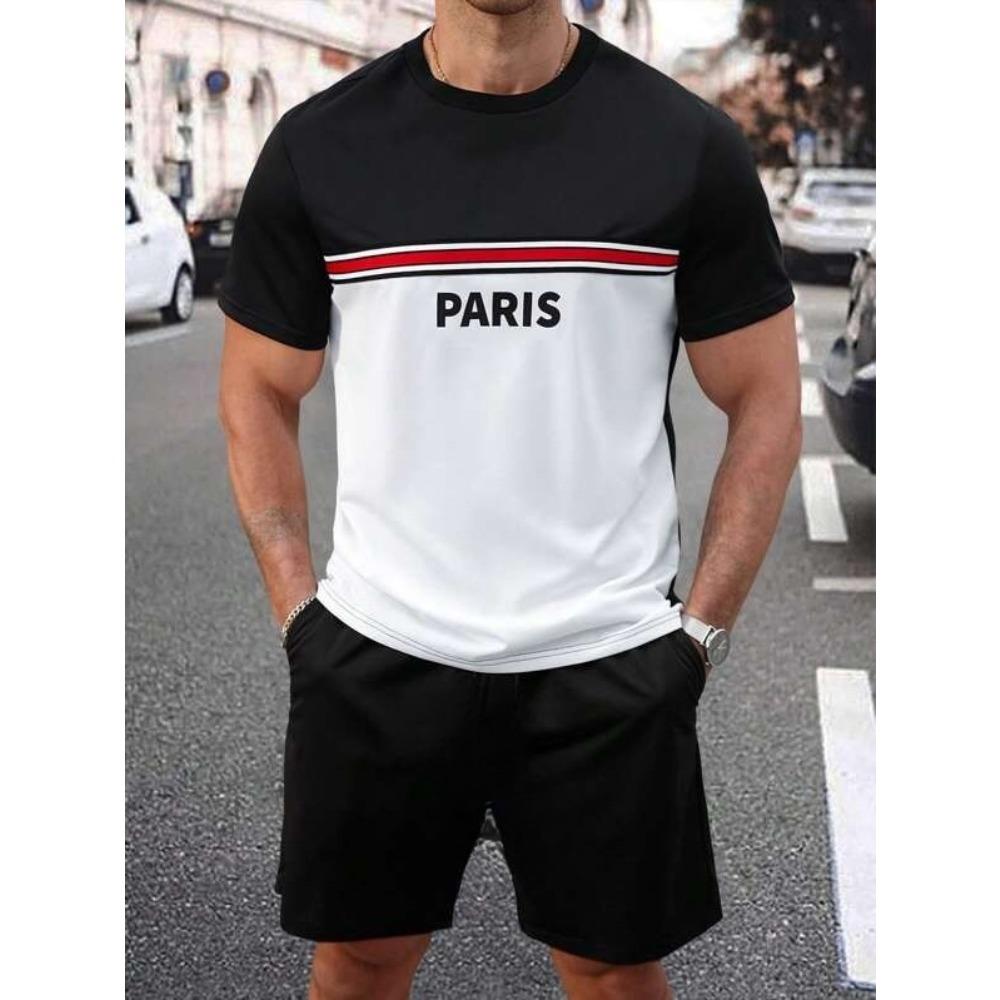 Men's Summer Comfortable Fashionable 2-piece Set Beach Vacation Leisure Sports Style Short Sleeved Set Loose Oversized Breathable Sports Wear