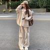 Dames Grote Maat Casual Hoodie & Wijde Broek Set - Lente/Herfst Slankmakende Tweedeelige Outfit
