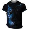 Animal Men'S T-Shirt 3d Tiger Print Fierce Beast Men Clothing Summer Casual Short Sleeved Street Cool Tops Tee Oversized T Shirt