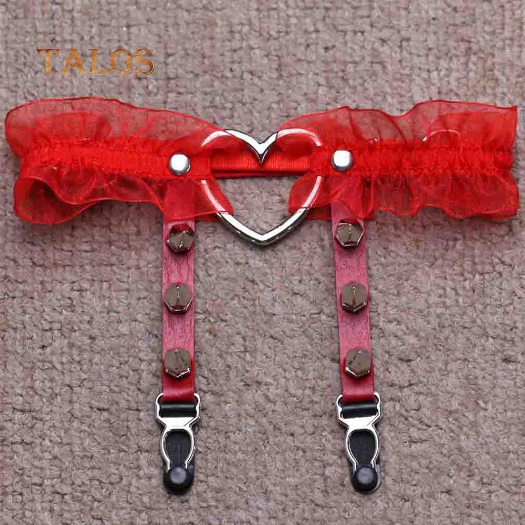 1Pc Women Girl Punk Gothic Heart-shape Ring Spikes Elastic Garter Belt Suspender Erotic Accessories