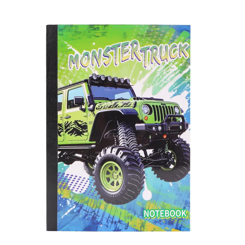 Racing-Themed Monster Truck Portable Ruled Notebook