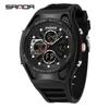 Sanda Sports Waterproof Men's Multifunctional Large Dial Wristwatch with Alarm & Calendar