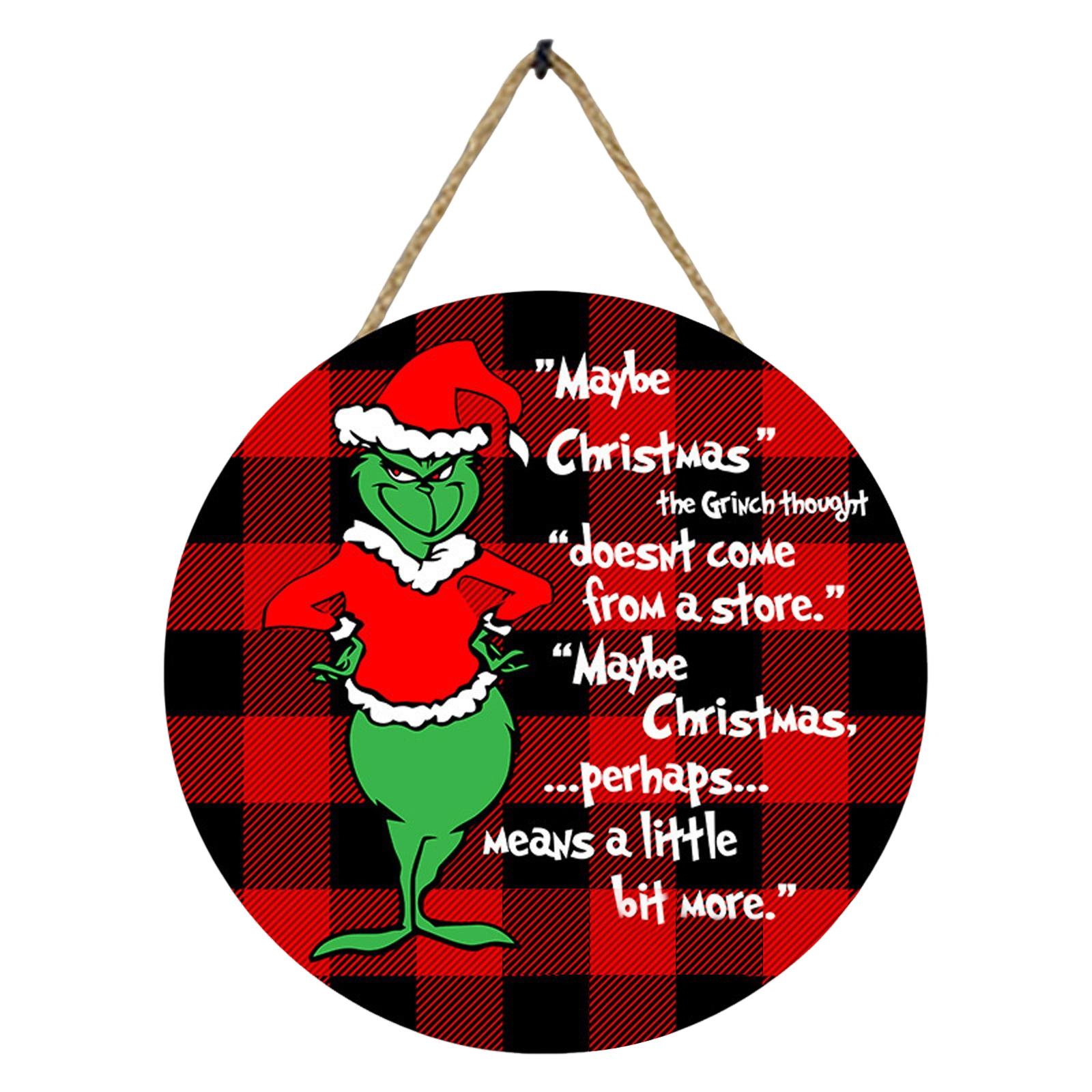 

Christmas Wooden Doorplate Hanging Ornaments Home Decoration Round Pendant One Size