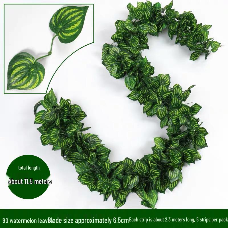 Artificial Rattan Vines for Pipe and Ceiling Decoration - Fake Green Leaves