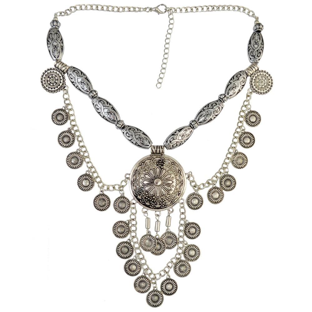 Alloy Coin Personalized Retro Collarbone Multi-layer Necklace, European and American Exaggerated National Style Necklace