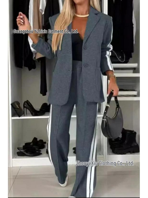 

Женский повседневный костюмный комплект пэчворк с лацканами – Осень/Зима 2025 5XL темно-серого