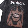 Dark Personality Spoof Skull Old Half-Sleeved T-Shirt American High Street Vintage Retro Trendy Brand Short-Sleeved T