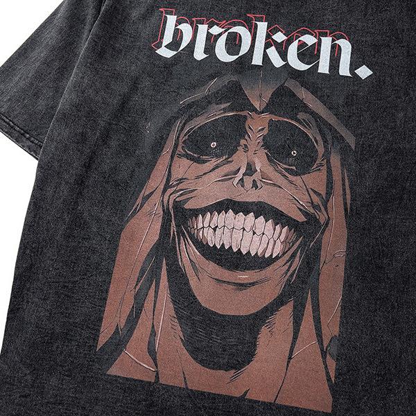 Dark Personality Spoof Skull Old Half-Sleeved T-Shirt American High Street Vintage Retro Trendy Brand Short-Sleeved T