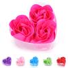 3Pcs Scented Bath Body Heart Rose Petal Wedding Gift Favor Colors Flower Soap,